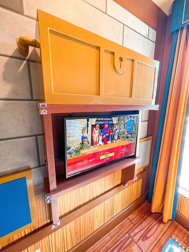 Large tv mounted to the wall.