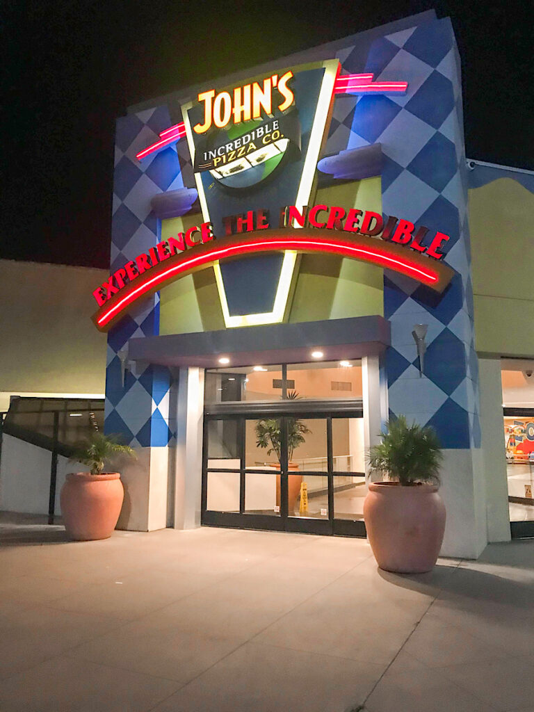 Entrance to John's Incredible Pizza in Buena Park.