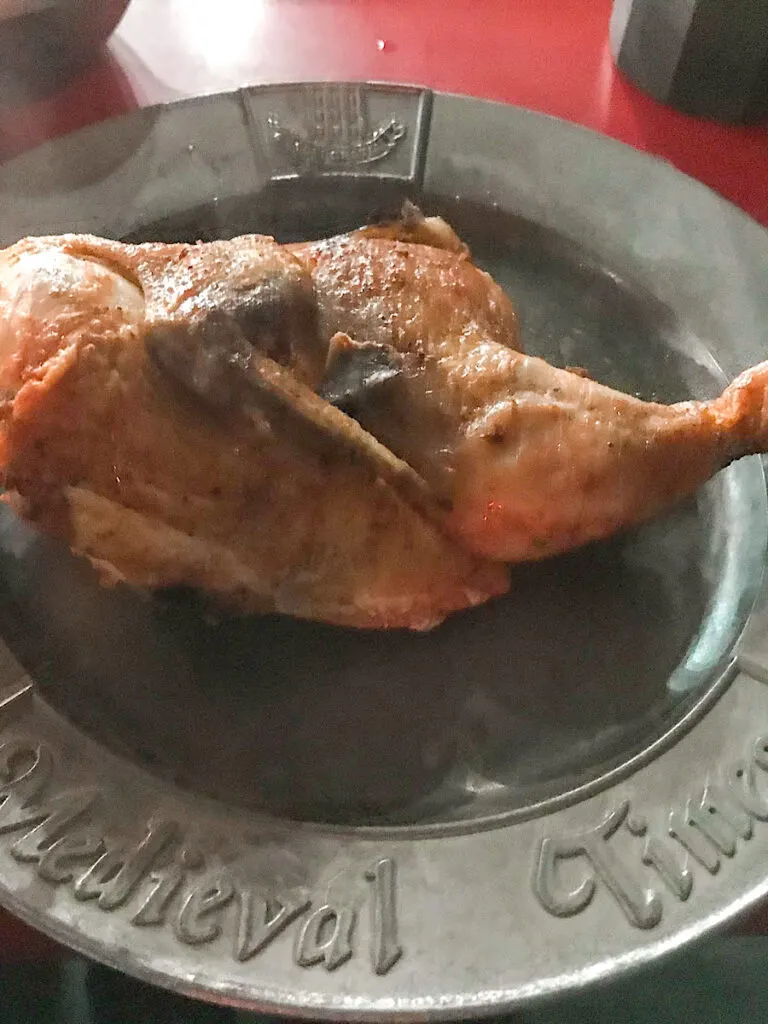 Chicken leg served for dinner at Medieval Times in Buena Park.