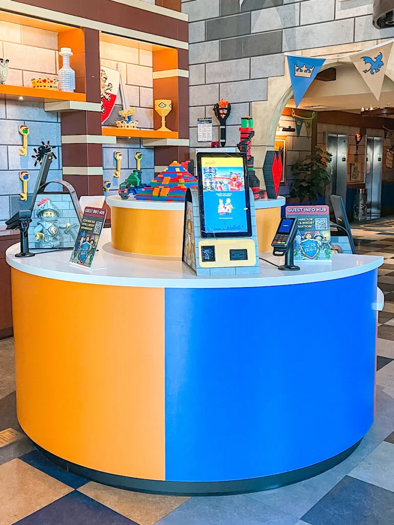 Check-in kiosk in the Lobby of the Legoland Castle Hotel.