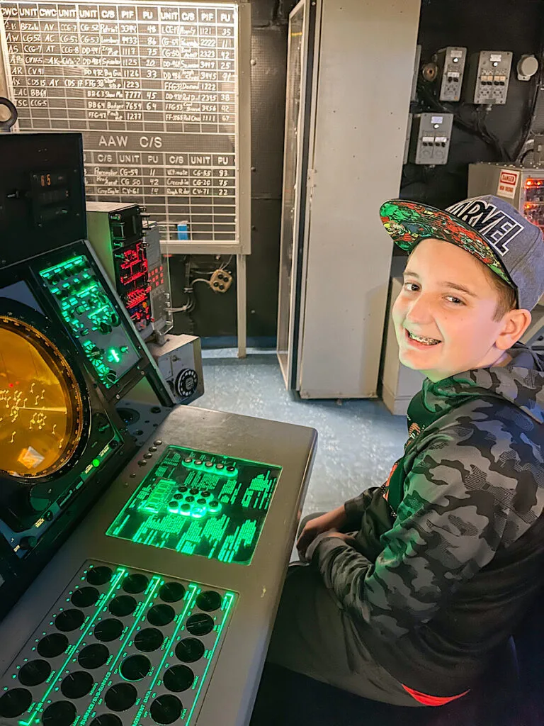 A child at the USS Midway Museum in San Diego.