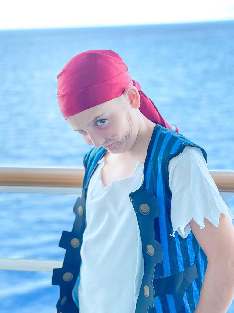 A child dressed up for Disney Cruise pirate night.