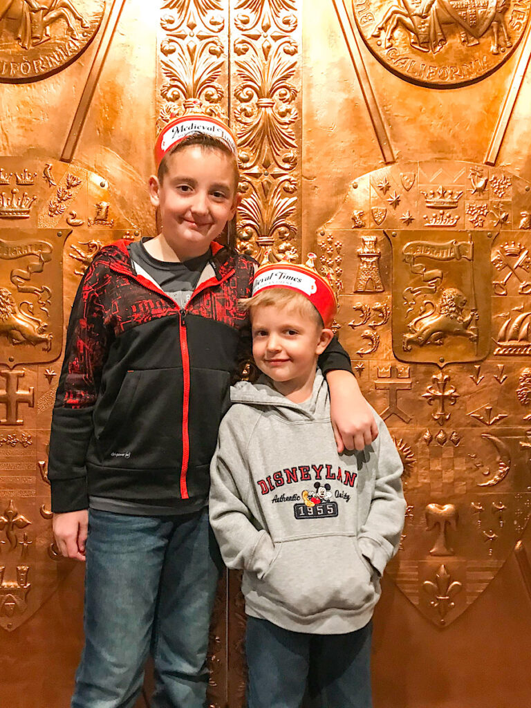 Two kids at Medieval Times in Buena Park, California.
