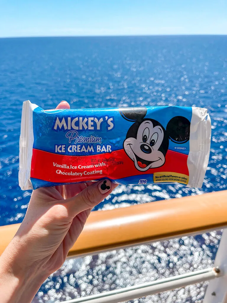 A Mickey Ice Cream Bar on a Disney Cruise.
