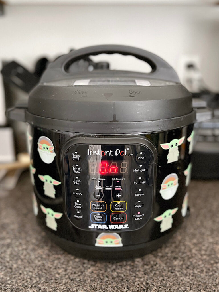 Salsa pressure cooking in an Instant Pot.