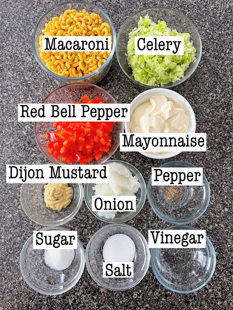 Ingredients to make Hellman's Macaroni Salad.