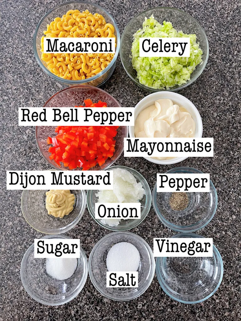 Ingredients to make Hellman's Macaroni Salad.