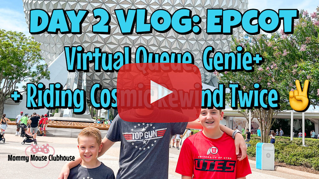 A YouTube thumbnail for a Day 2 at Epcot.