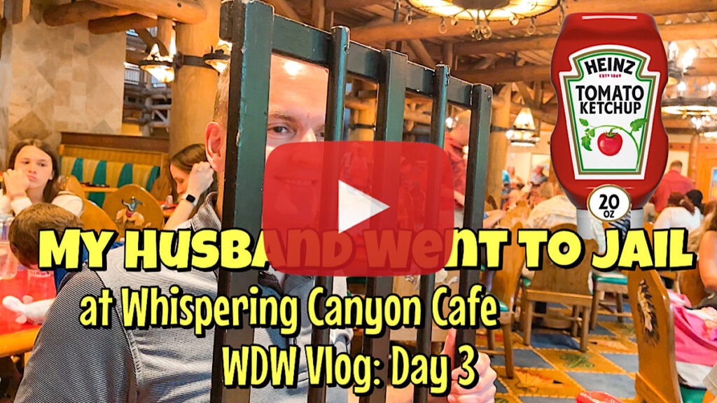 A YouTube thumbnail for image for a video about Whispering Canyon Cafe at Disney World.