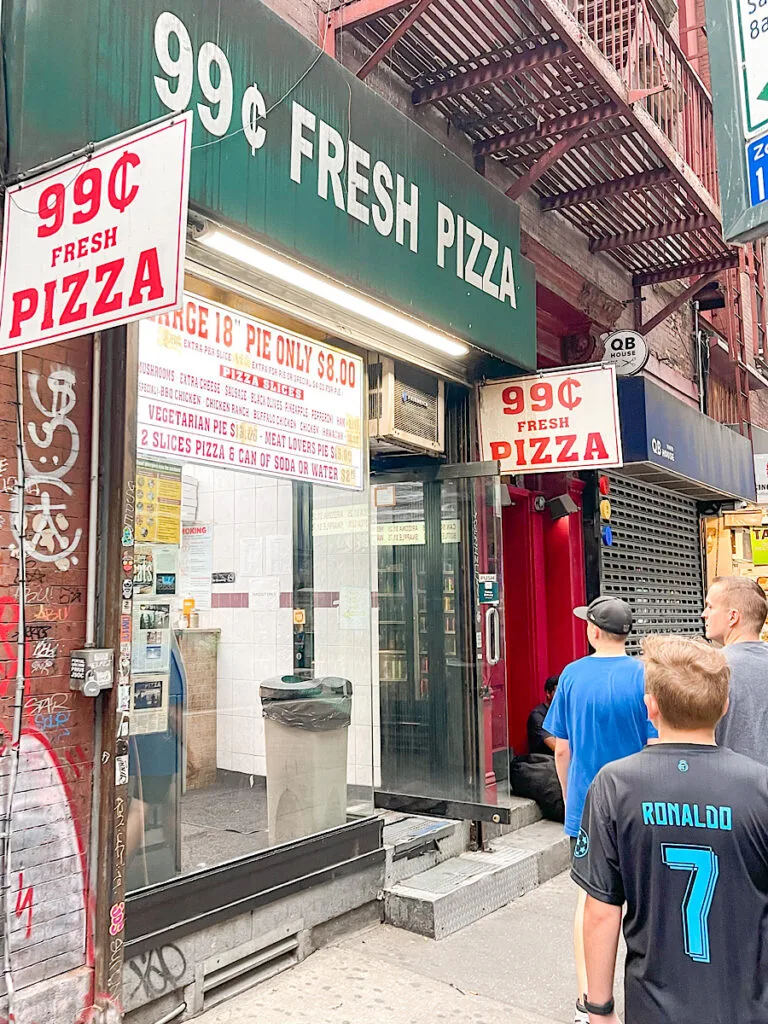 Entrance to 99 cent Fresh Pizza near Grand Central Station.