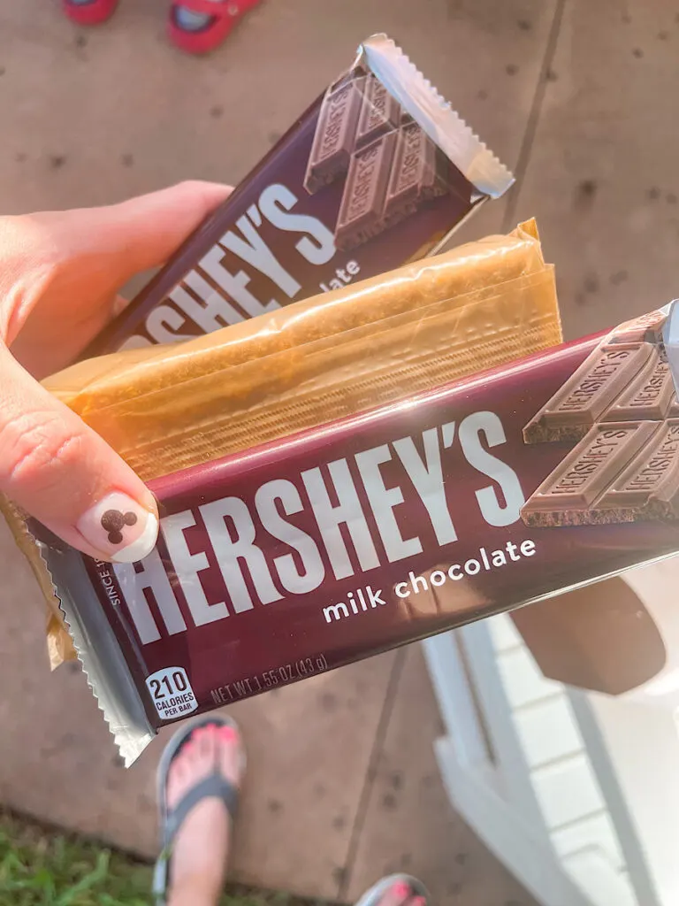 Two Hershey's bars and a pack of graham crackers.