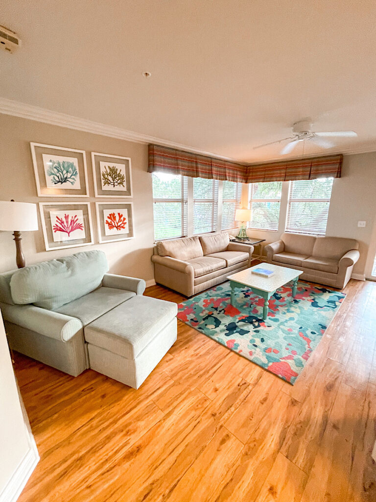 Living room in a 1-Bedroom suite at Old Key West Resort.