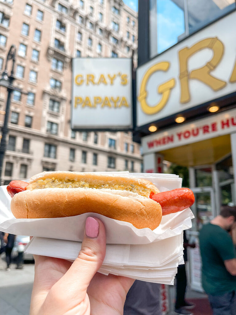 A hot dog from Gray's Papaya in NYC.