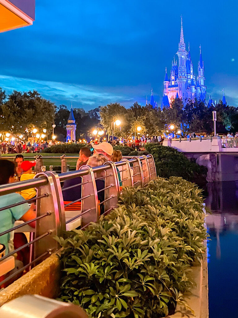 View of Cinderella Castle from Tomorrowland Terrace.