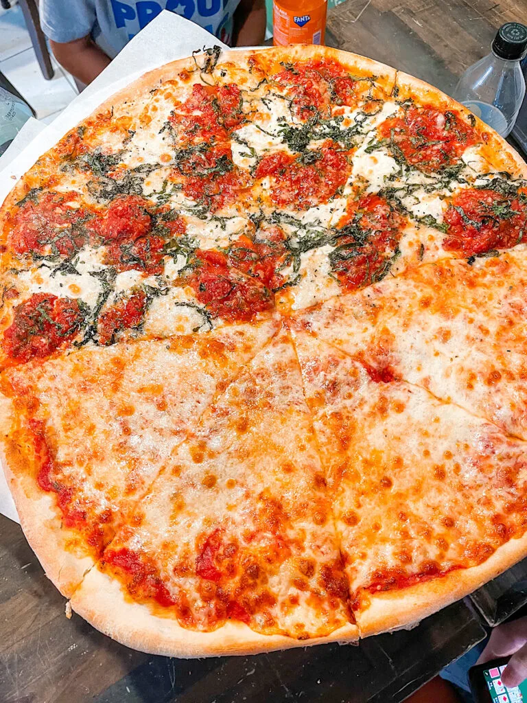 A whole pizza from Bleecker Street Pizza in New York.