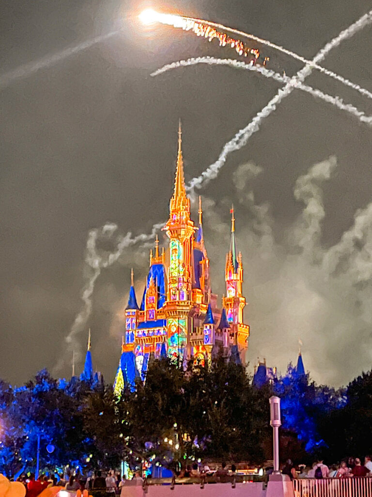 Fireworks at Cinderella Castle.