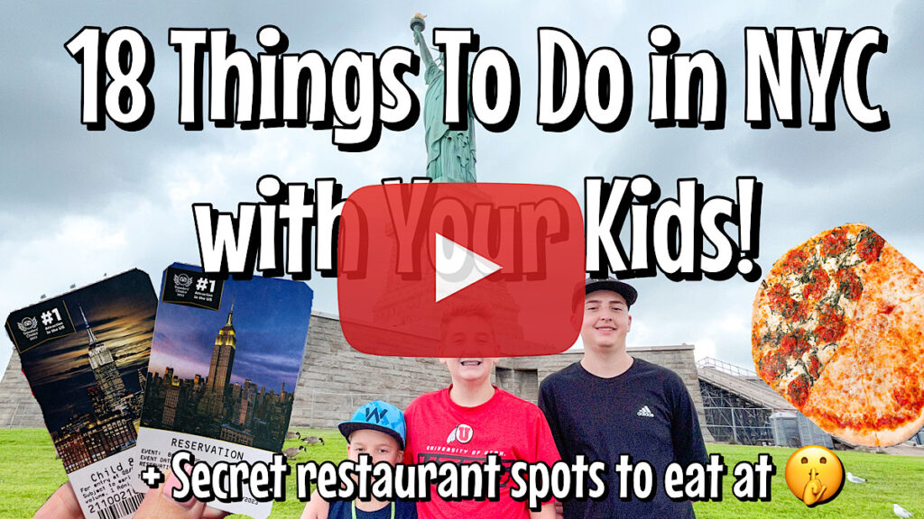 YouTube thumbnail for a video about New York with kids.