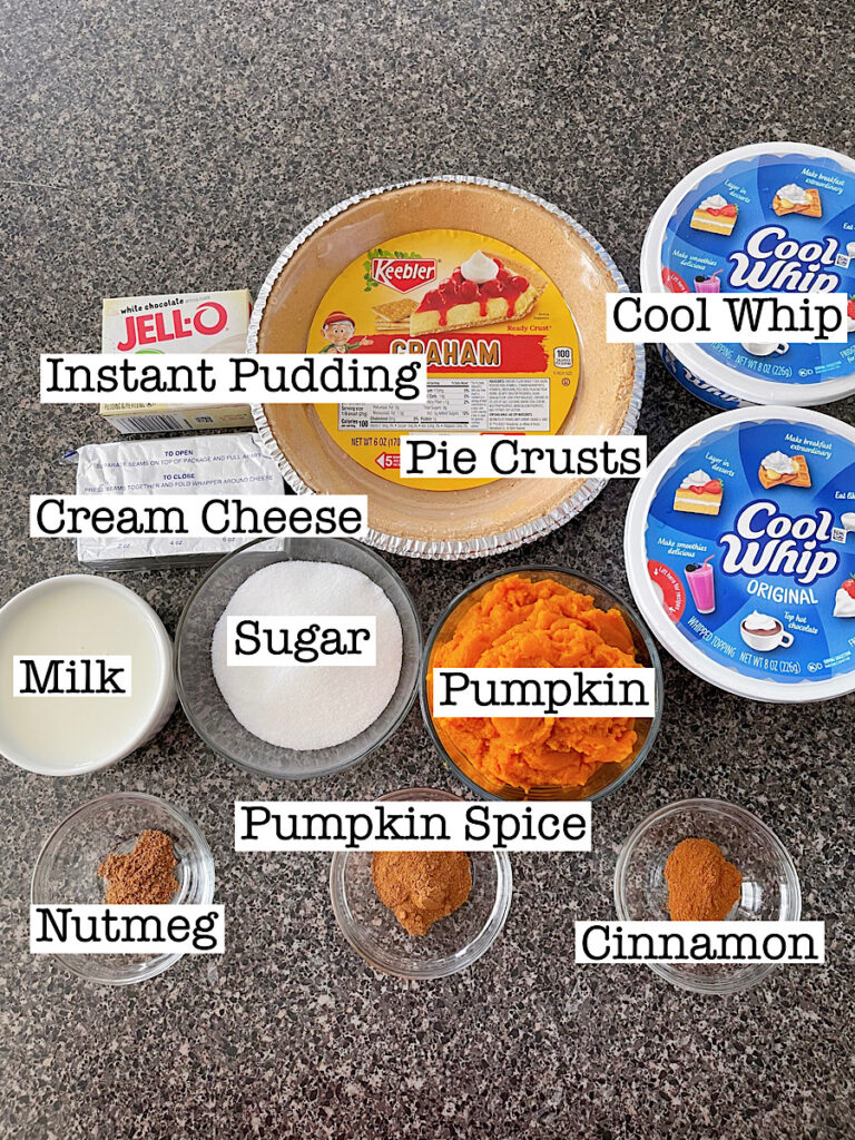 Ingredients to make no bake pumpkin pie.