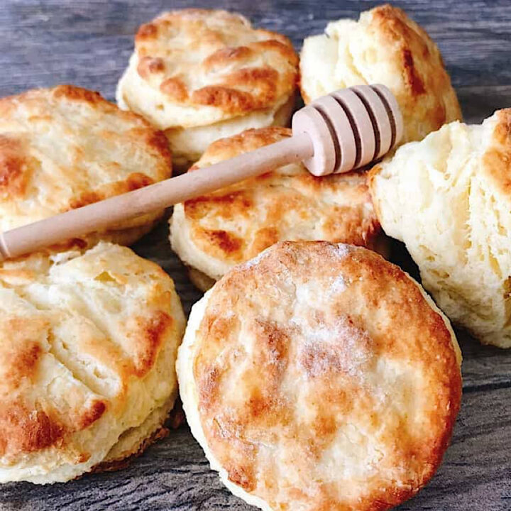 Honey butter biscuits with a honey wand.