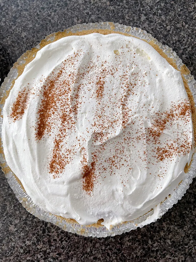 A no bake pumpkin pie with no bake cheesecake filling.