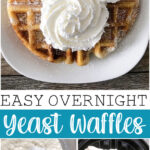 Easy Overnight Waffles with Mickey-shaped whipped cream on top.