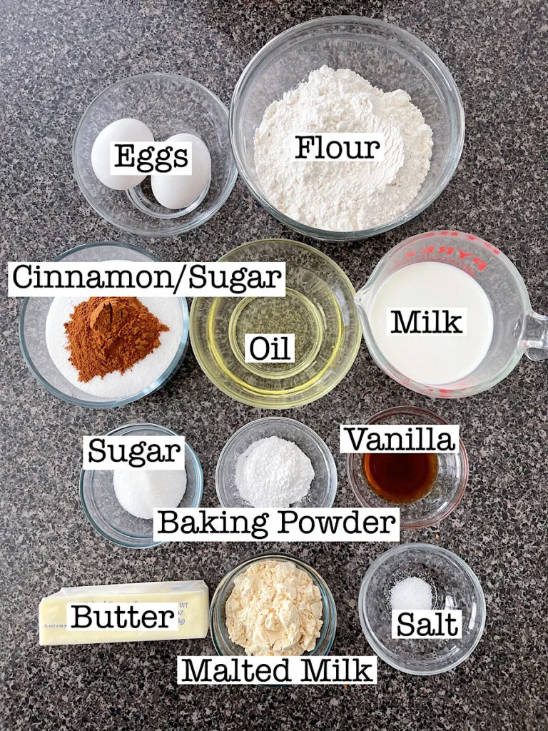 Ingredients to make Churro Mickey Waffles.