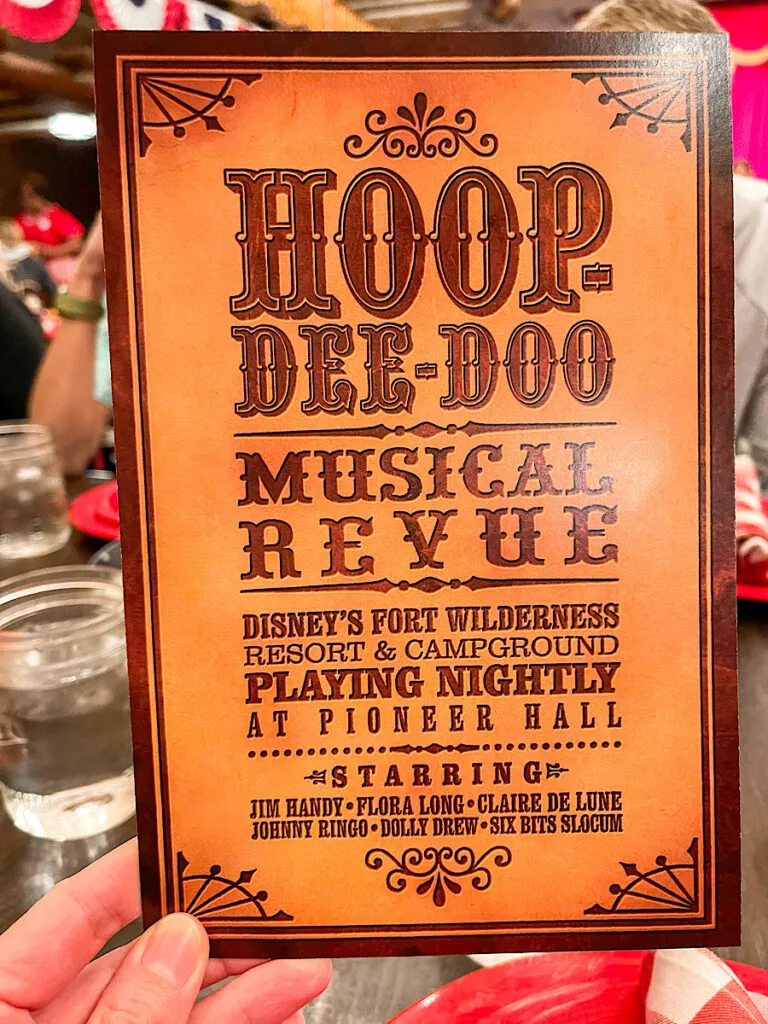 Hoop-Dee-Doo Musical Revue menu.