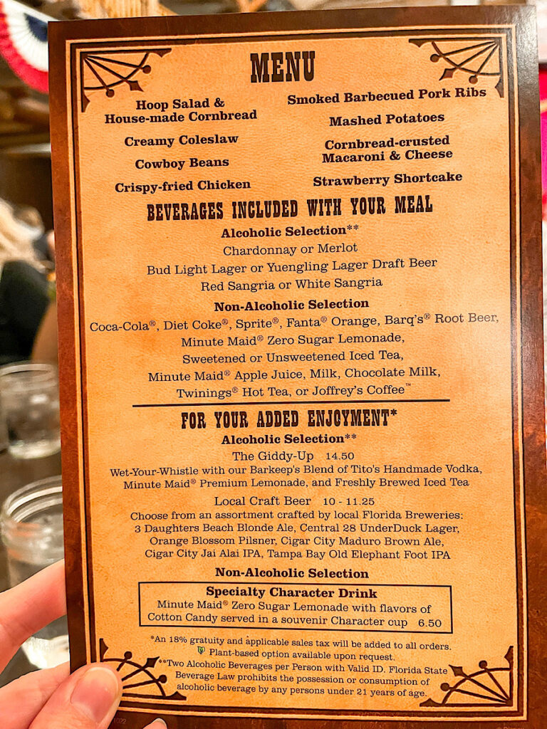 Hoop-Dee-Doo Musical Revue menu.