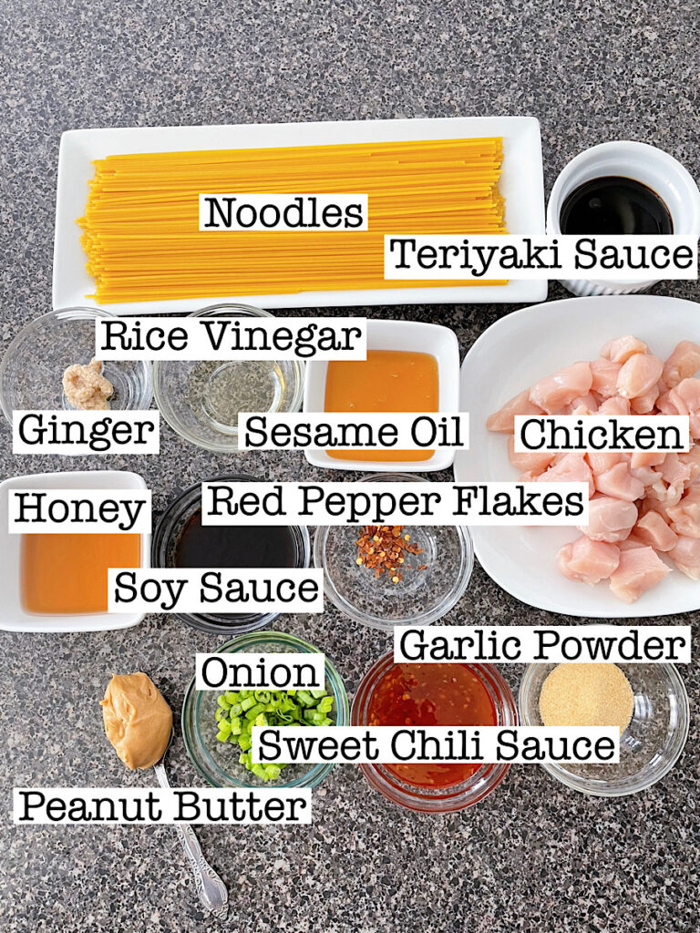 Ingredients to make Spicy Thai Noodles.