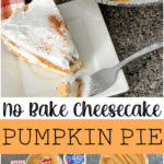 A slice of no bake pumpkin pie with no bake cheesecake.
