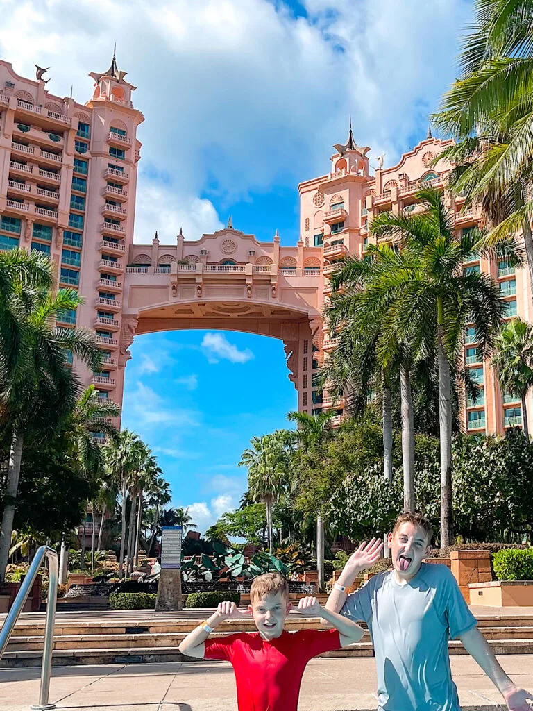 Two kids at Atlantis in Nassau, Bahamas on a Disney Cruise.