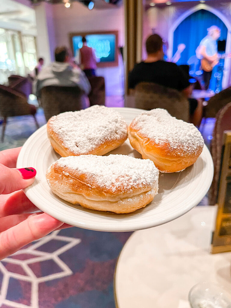 Beignets from The Bayou on the Disney Wish.