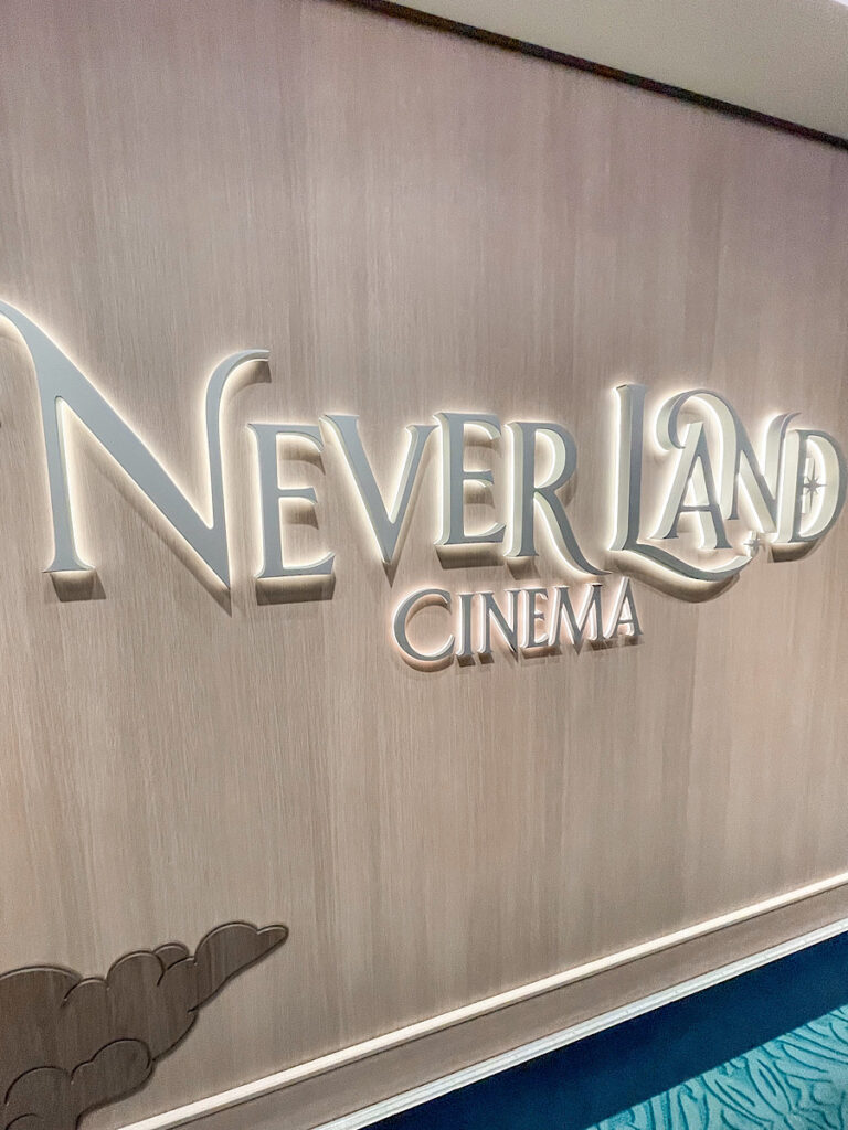 Never Land Cinema movie theater on the Disney Wish.