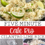 A pan of cafe rio cilantro lime rice.