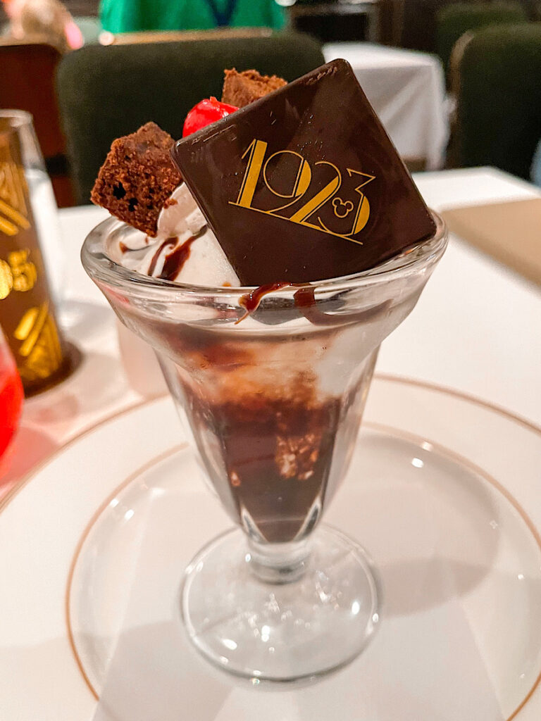 A Hot Fudge Sundae from 1923 restaurant on the Disney Wish.