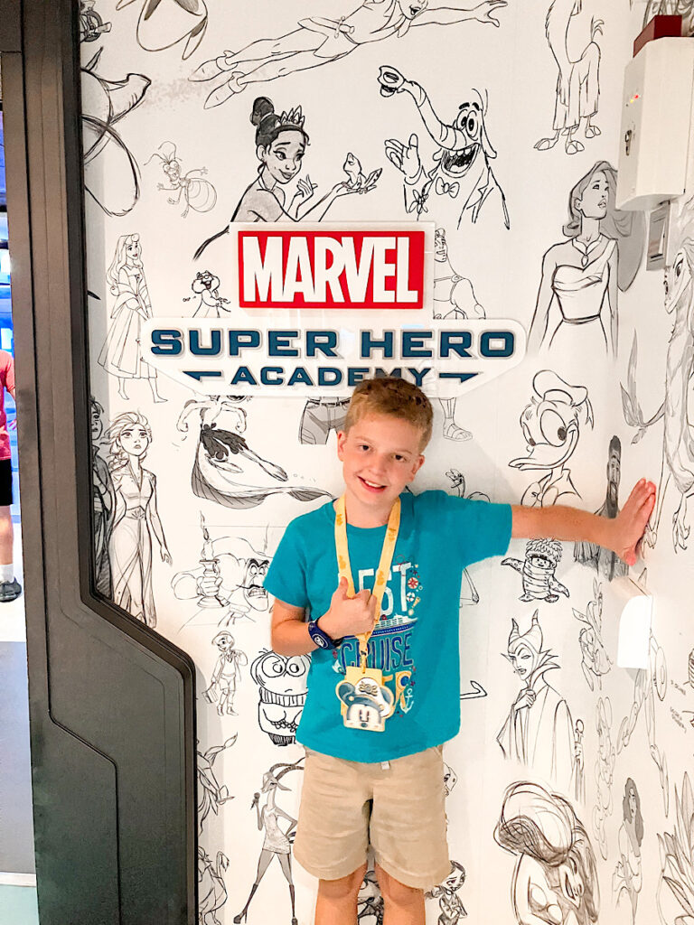Inside the Oceaneer Club at Marvel Super Hero Academy on the Disney Wish.