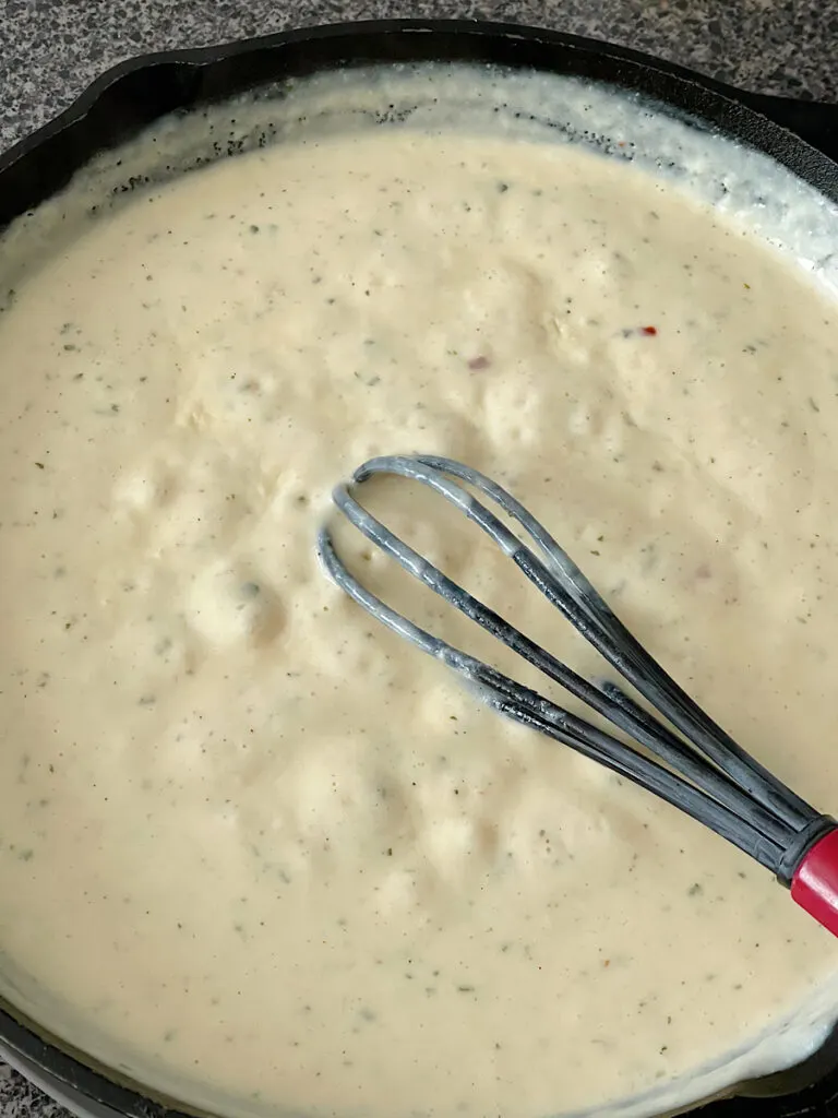 A roux sauce to make skillet macaroni and cheese.