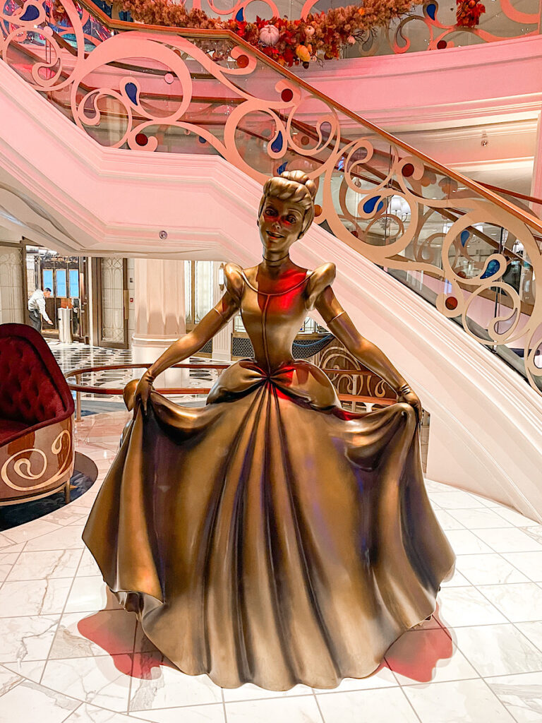 Statue of Cinderella on the Disney Wish.