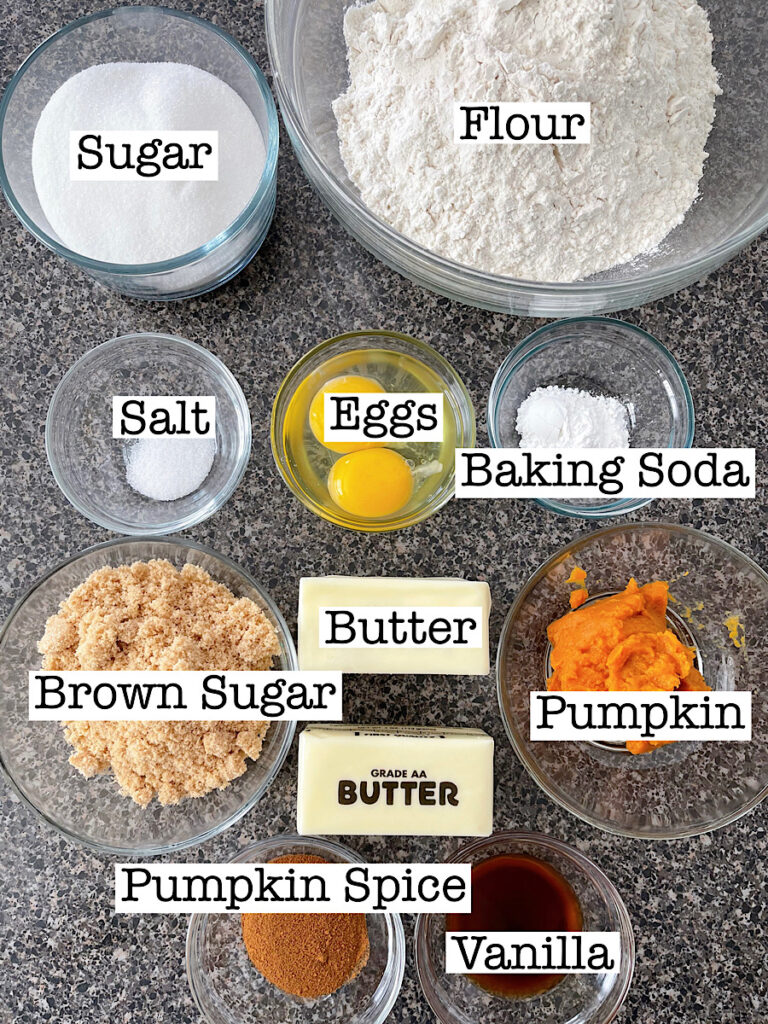Ingredients to make Pumpkin Snickerdoodles.