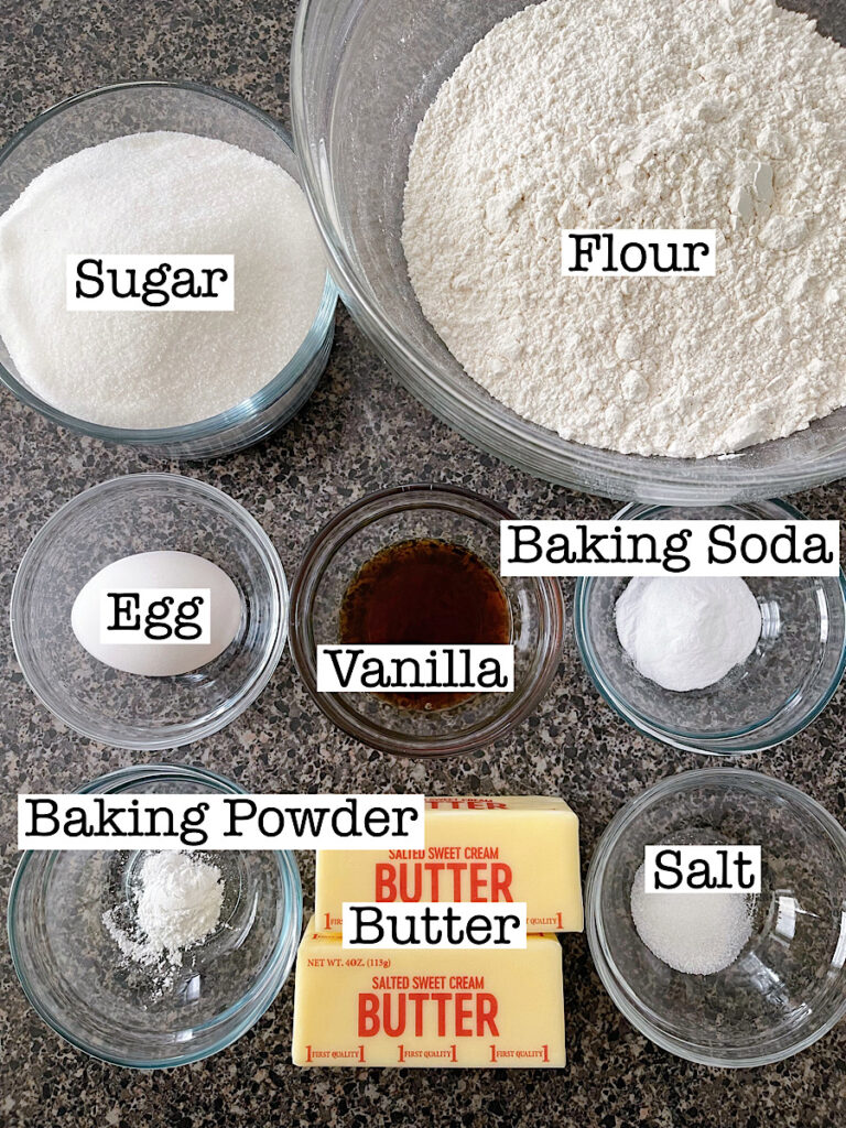 Ingredients to make cinnamon roll sugar cookies.