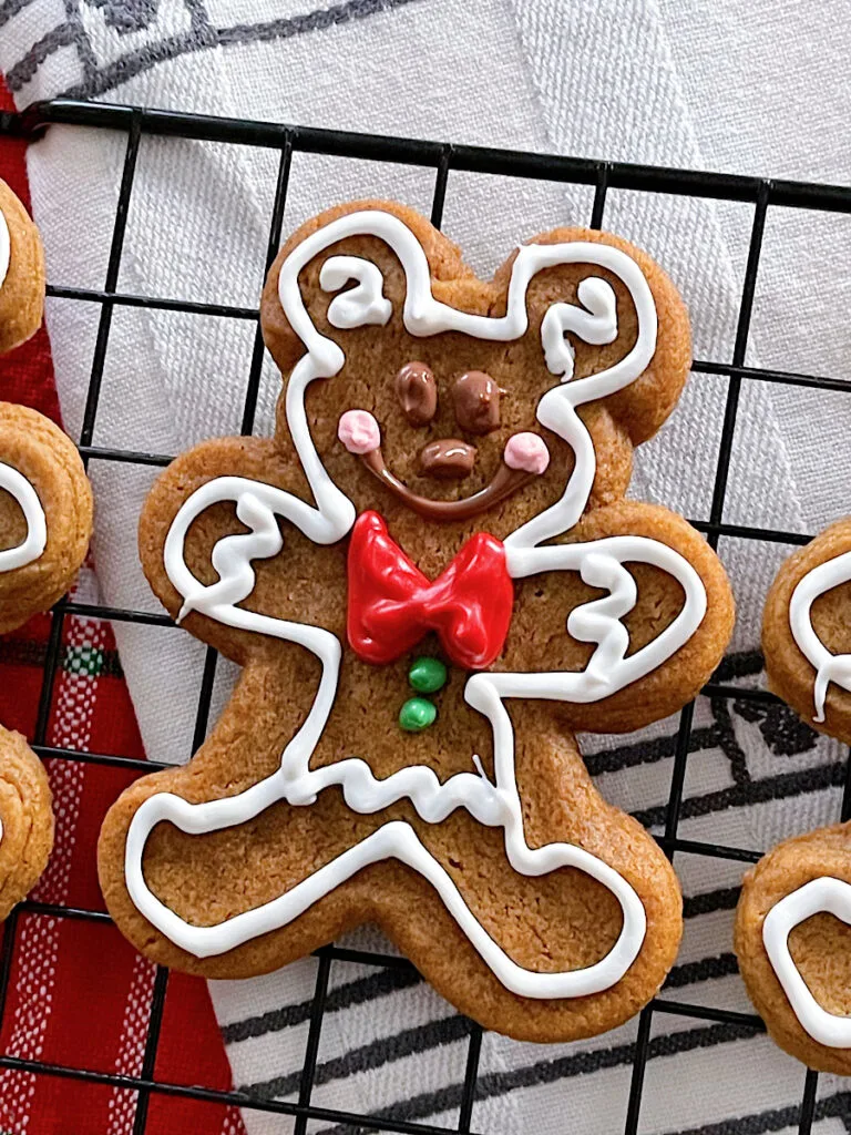 Decorated Mickey Mouse gingerbread cookies made with this soft gingerbread cookie recipe.