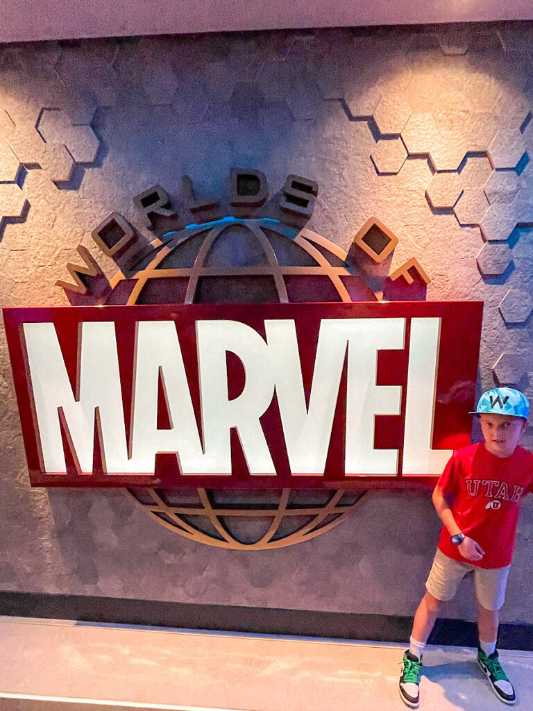 Entrance to Worlds of Marvel restaurant on the Disney Wish.