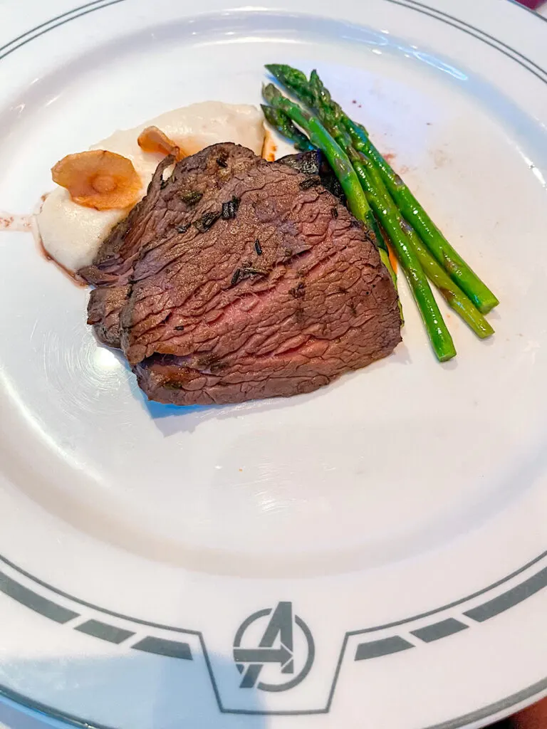 Rosemary Roasted Beef Tenderloin from Worlds of Marvel on the Disney Wish.