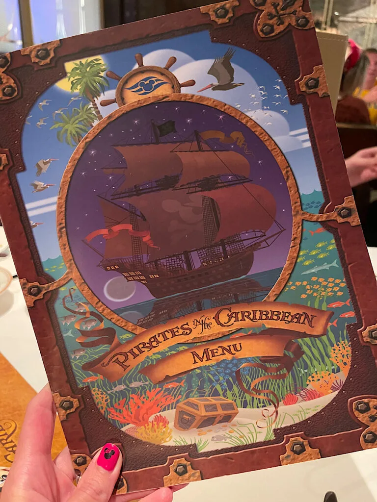 Disney Wish Pirate Night menu.