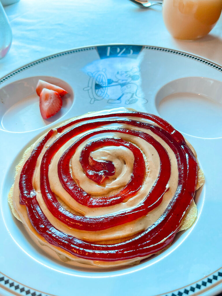 Peanut Butter & Jelly Typhoon Pancake from the breakfast menu on the Disney Wish.