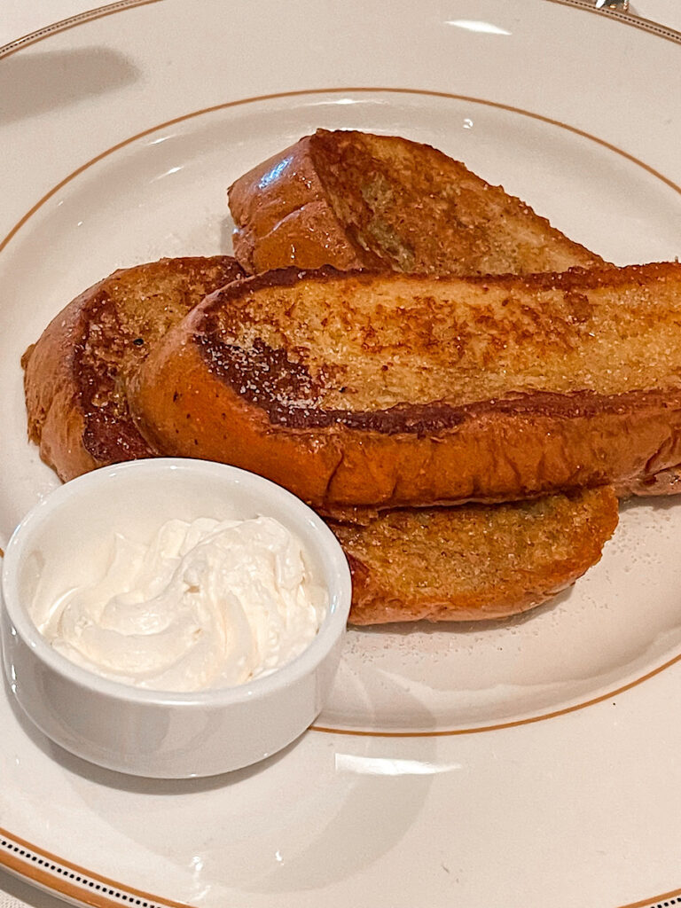 French Toast from the farewell breakfast menu on the Disney Wish.