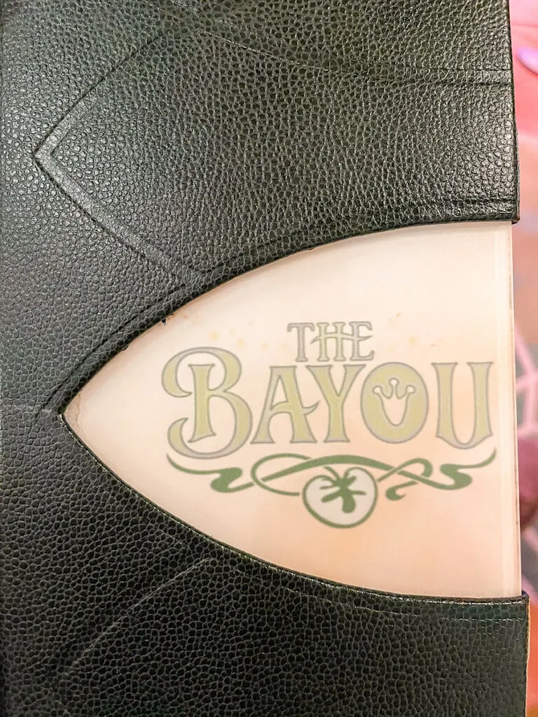 Cover for The Bayou menu on the Disney Wish.