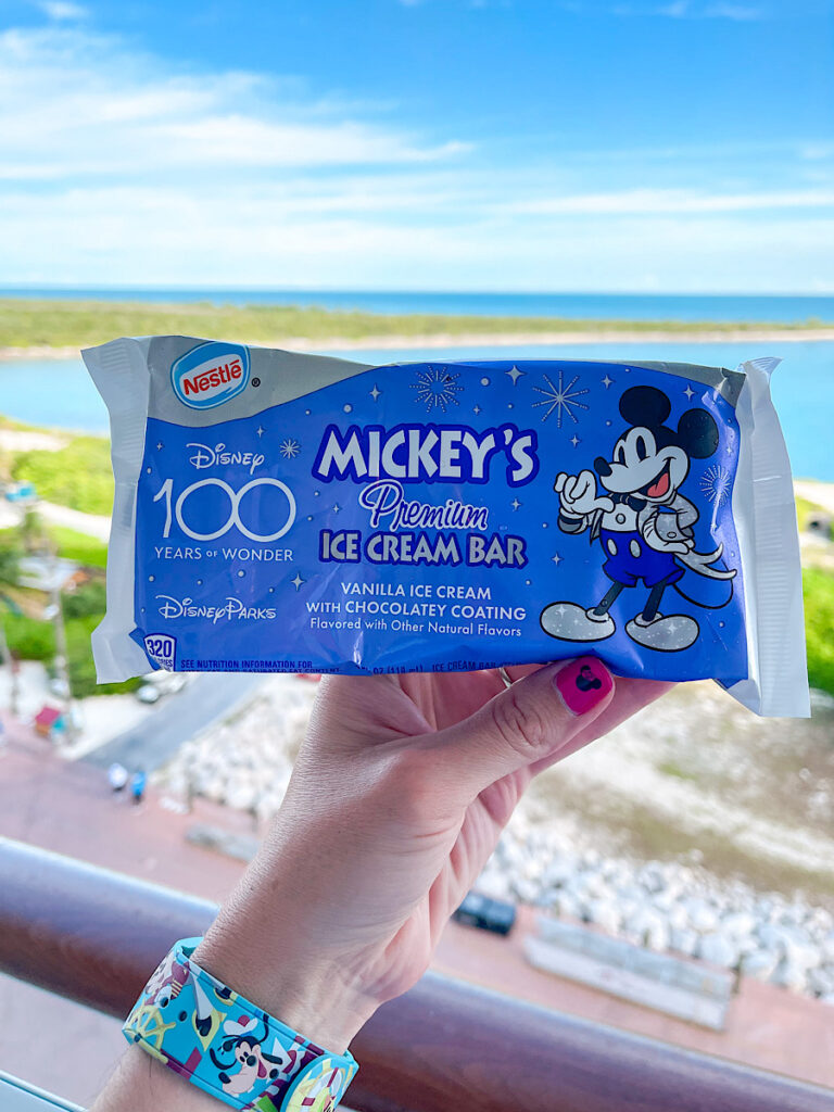 A Mickey Ice Cream Bar from room service on the Disney Wish.