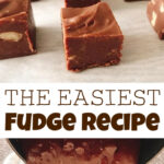 Pinterest collage of fudge made with three ingredients.