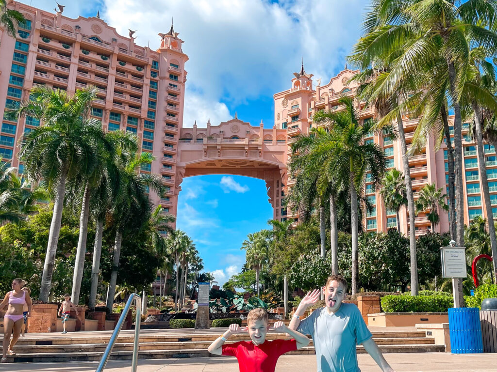 Two kids at Atlantis on a Disney Cruise excursion.